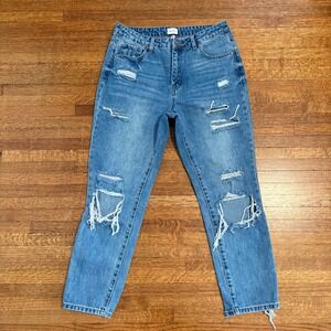 Special A Womens Size 9 Distressed Denim Jeans Blue Cotton Straight Leg